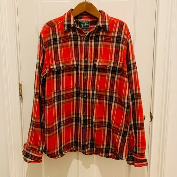 Vintage Woolrich Flannel Men's Thick Work Shirt Size Large Heavy Chamois Work - Picture 1 of 10